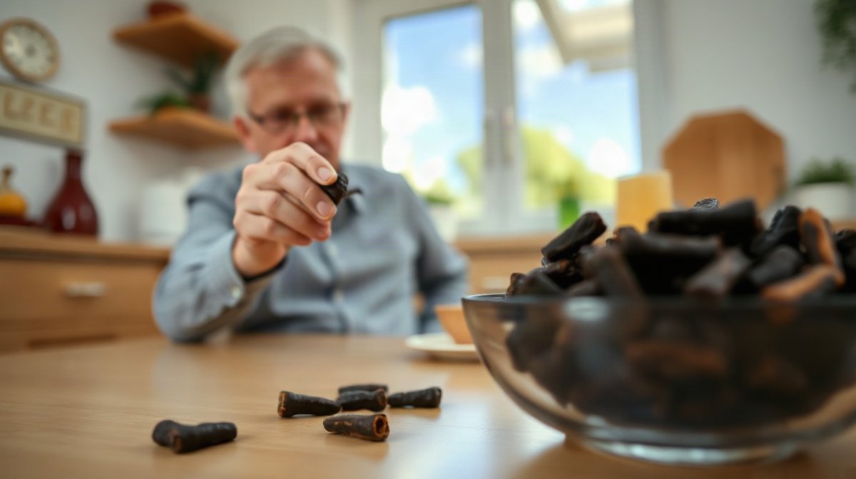 Petit bol de morceaux sur une table, une personne en saisit